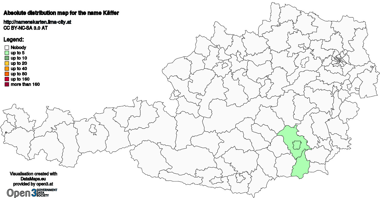 Absolute Distribution maps for surname Käffer