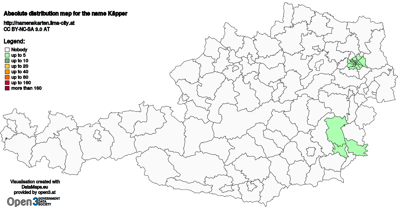 Absolute Distribution maps for surname Käpper