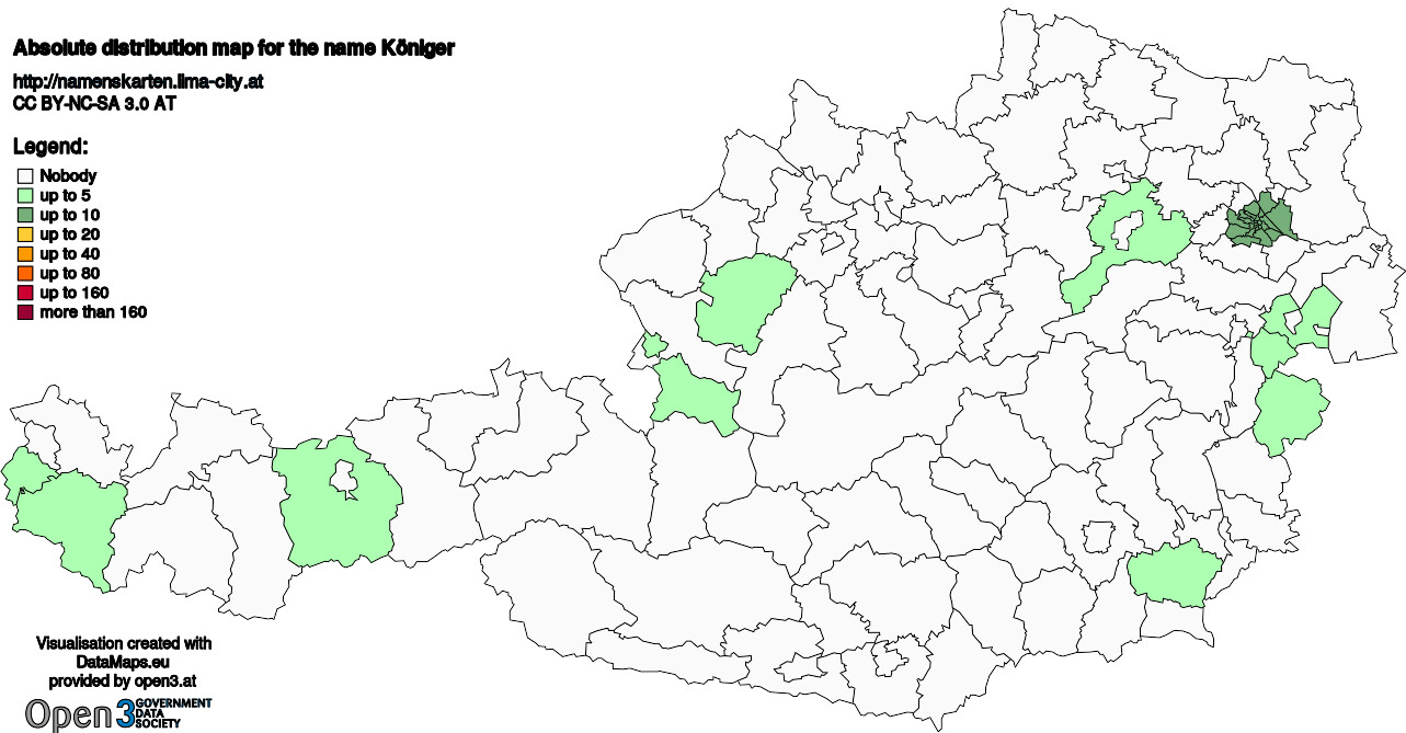 Absolute Distribution maps for surname Königer