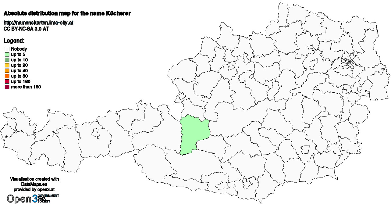 Absolute Distribution maps for surname Kücherer