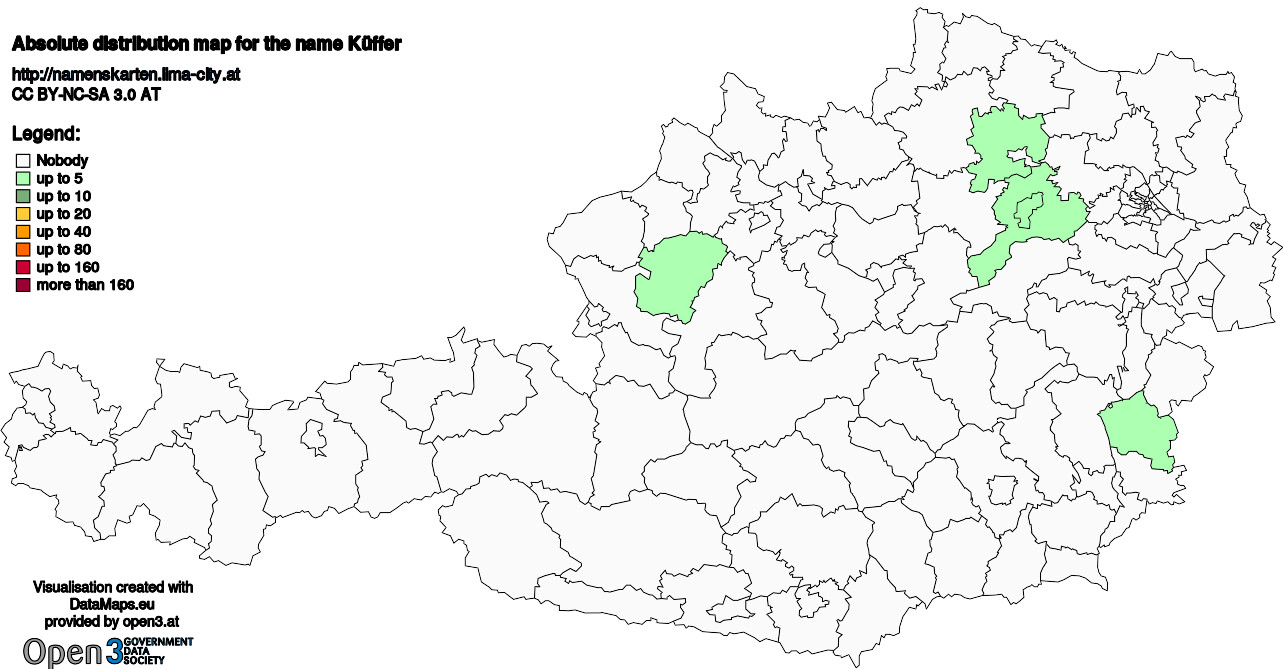 Absolute Distribution maps for surname Küffer