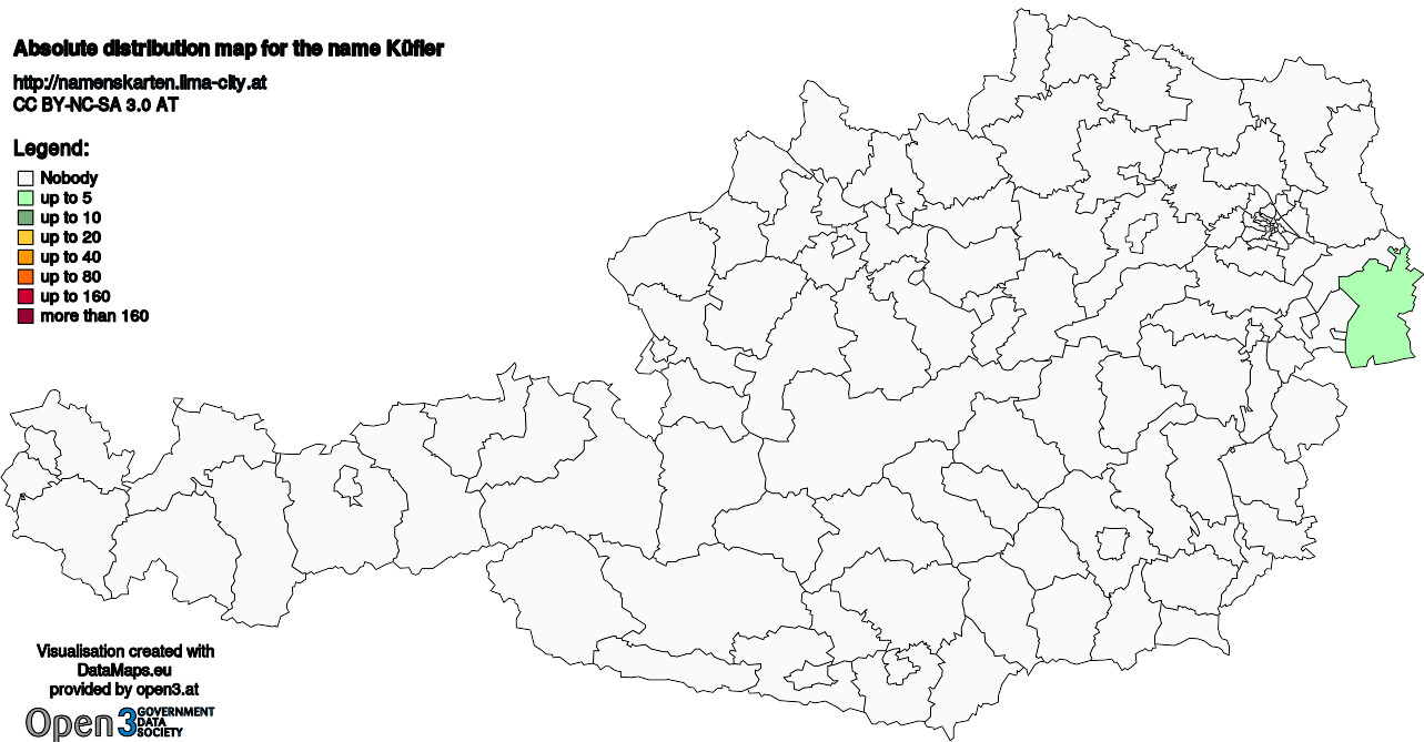 Absolute Distribution maps for surname Küfler