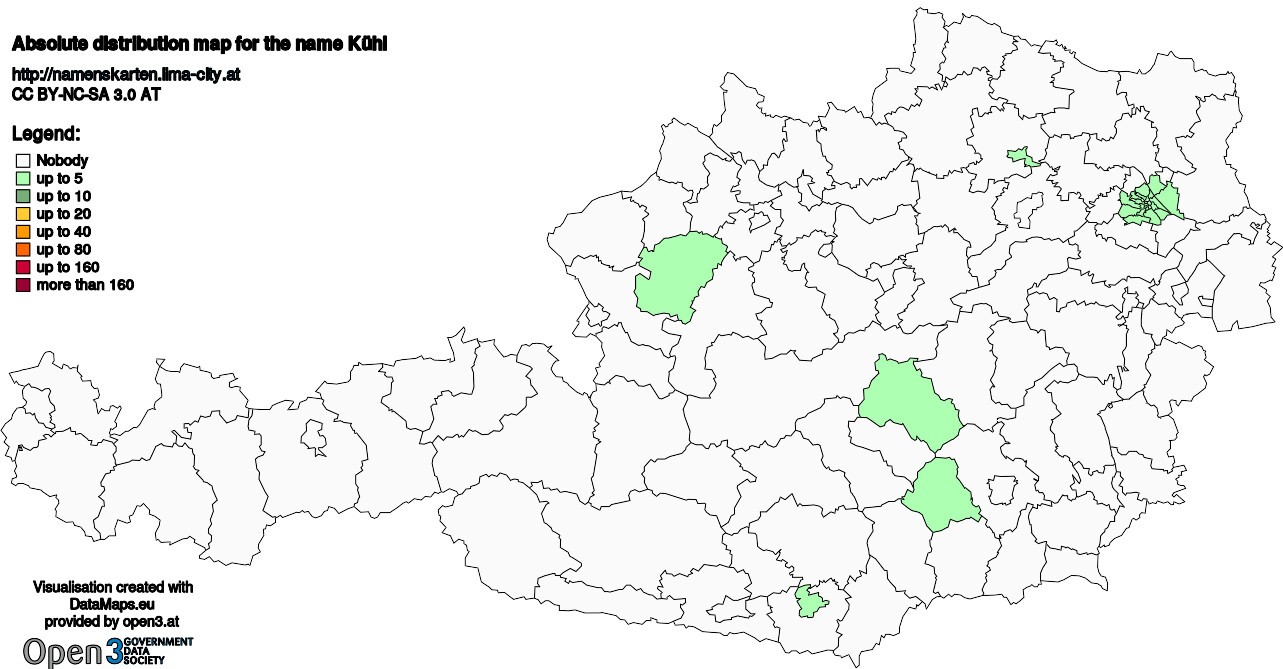 Absolute Distribution maps for surname Kühl