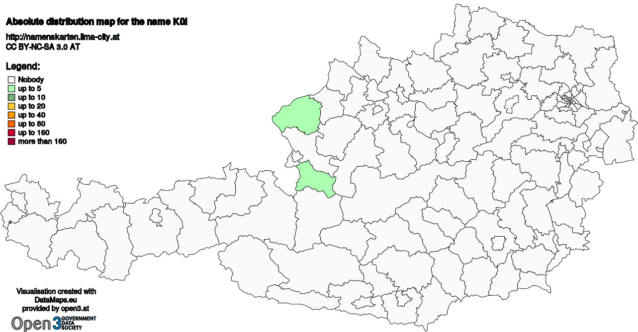 Absolute Distribution maps for surname Kül