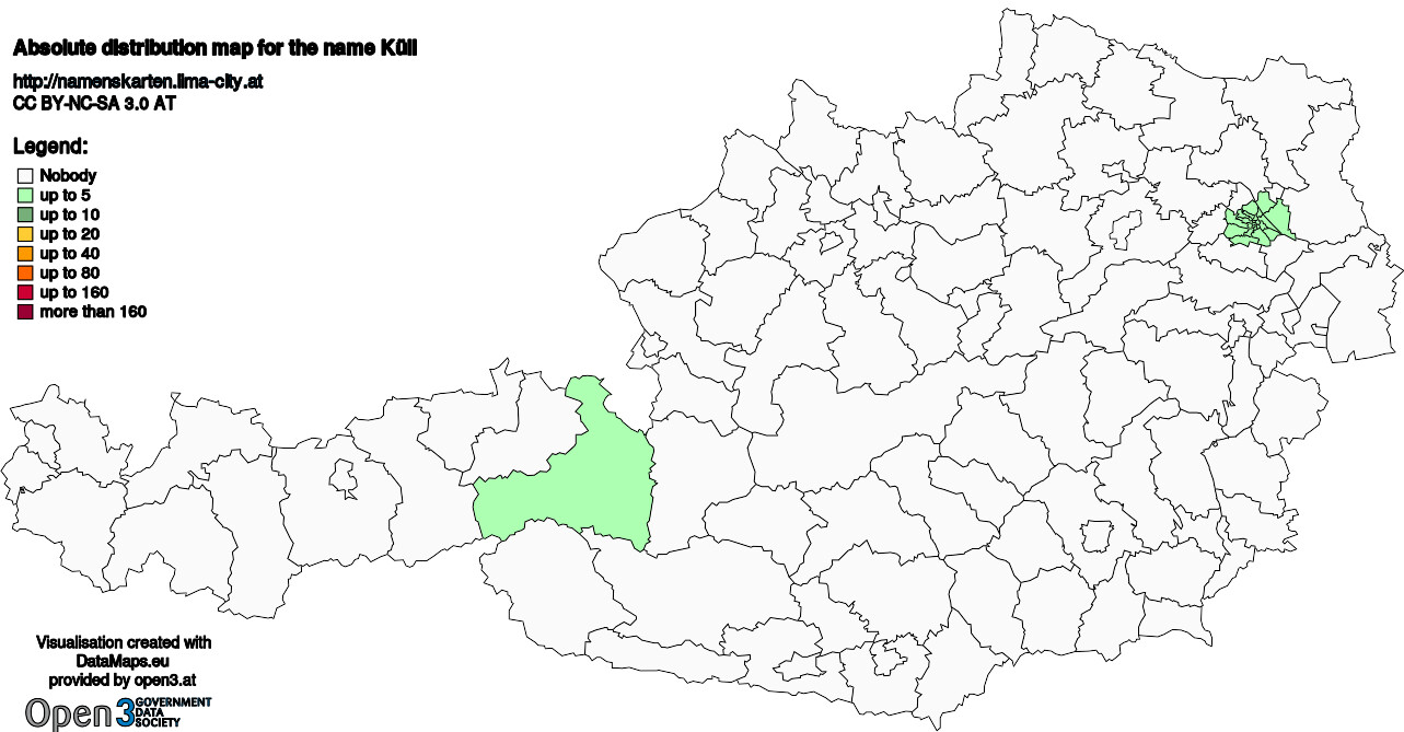 Absolute Distribution maps for surname Küll