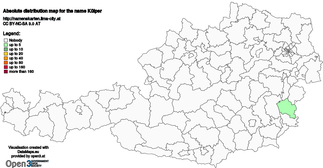 Absolute Distribution maps for surname Külper