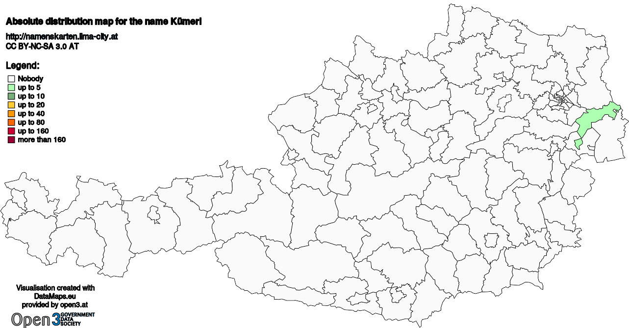 Absolute Distribution maps for surname Kümerl