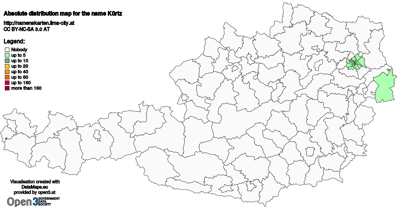 Absolute Distribution maps for surname Kürtz