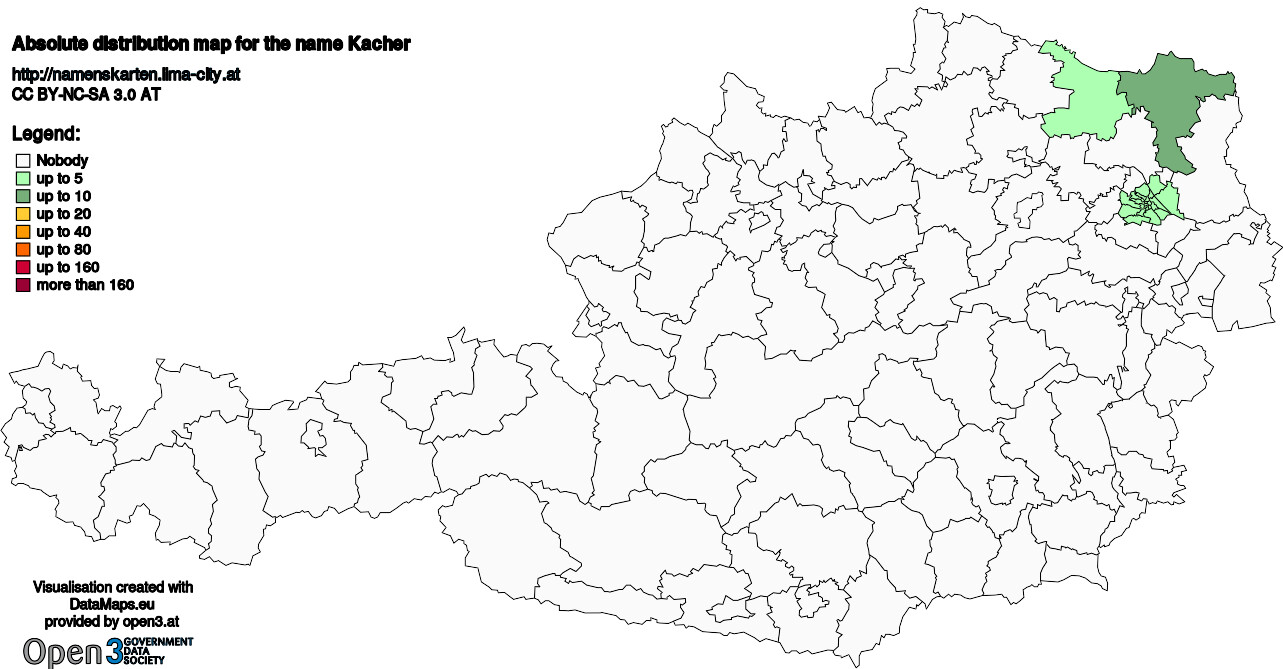 Absolute Distribution maps for surname Kacher