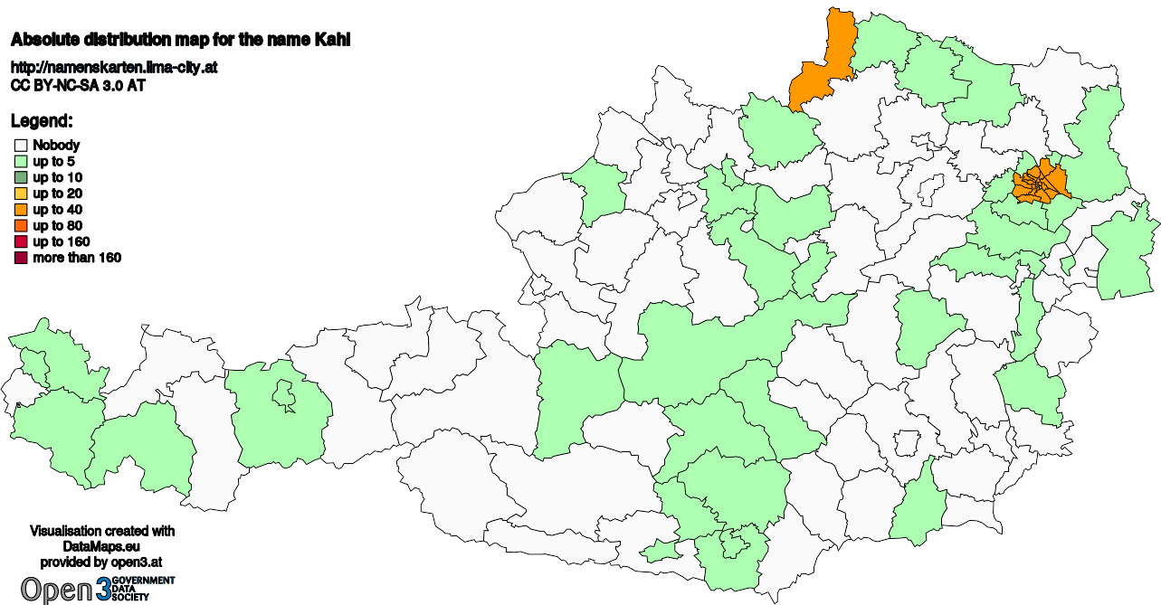 Absolute Distribution maps for surname Kahl