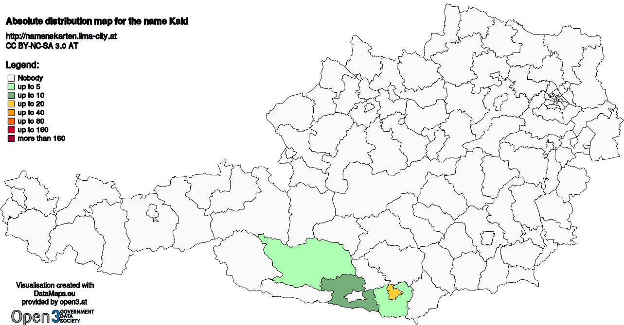 Absolute Distribution maps for surname Kakl
