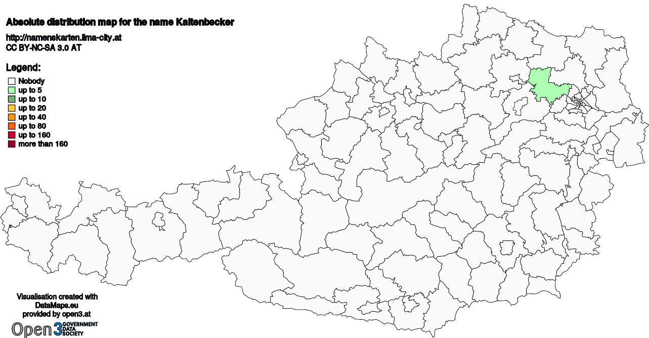 Absolute Distribution maps for surname Kaltenbecker