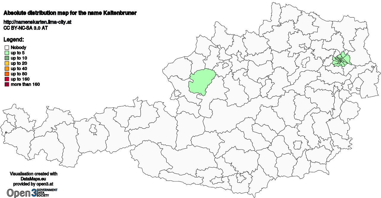 Absolute Distribution maps for surname Kaltenbruner