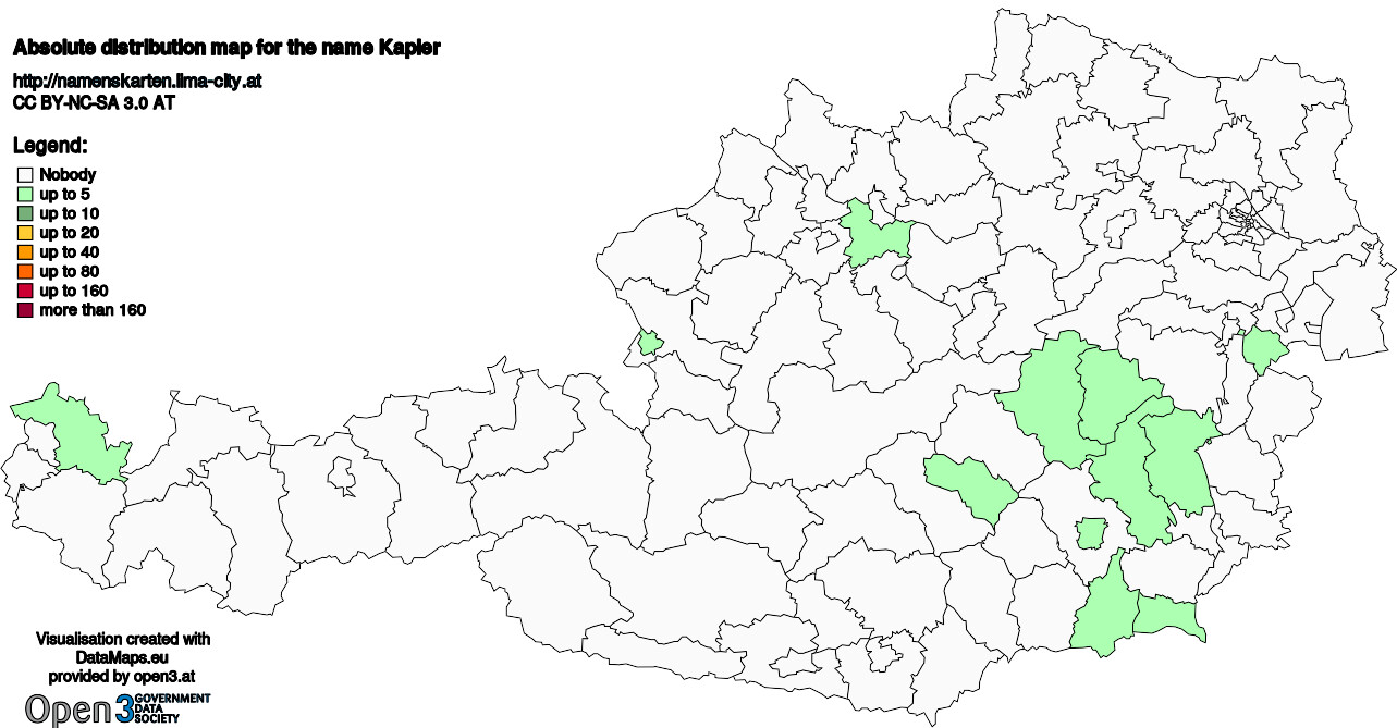 Absolute Distribution maps for surname Kapler