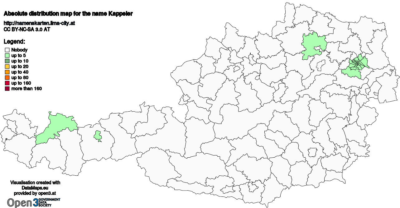 Absolute Distribution maps for surname Kappeler