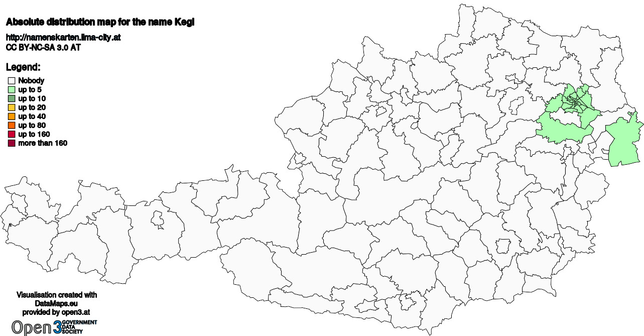 Absolute Distribution maps for surname Kegl