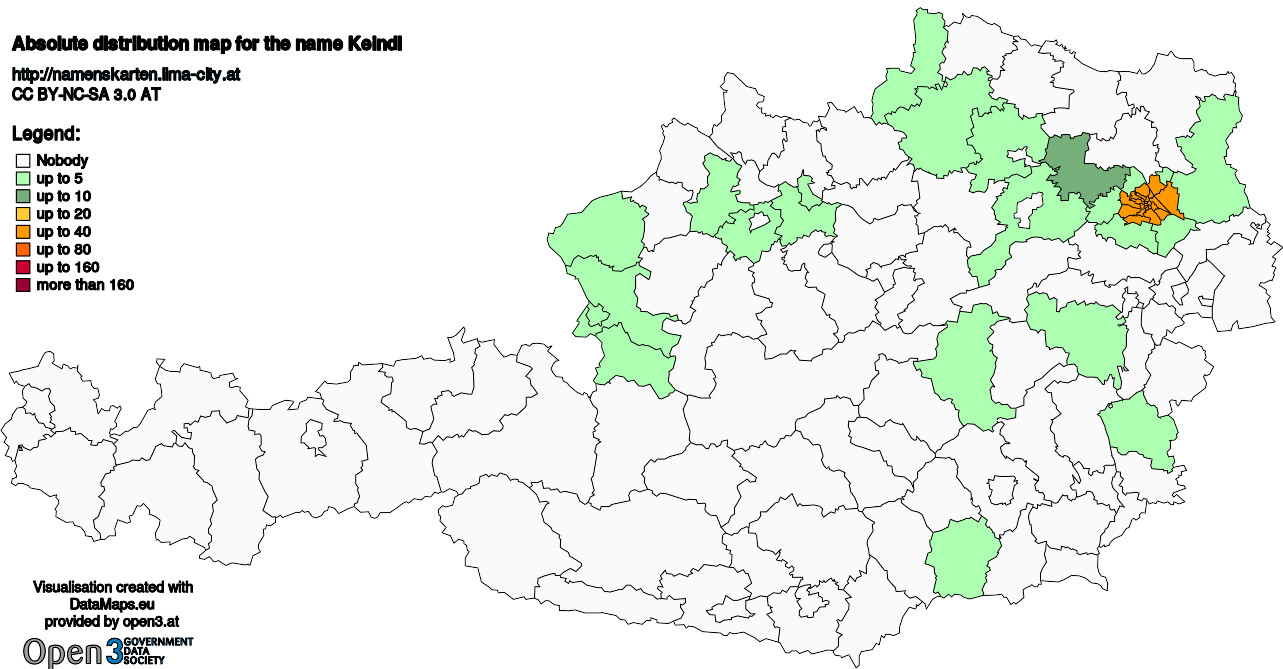 Absolute Distribution maps for surname Keindl