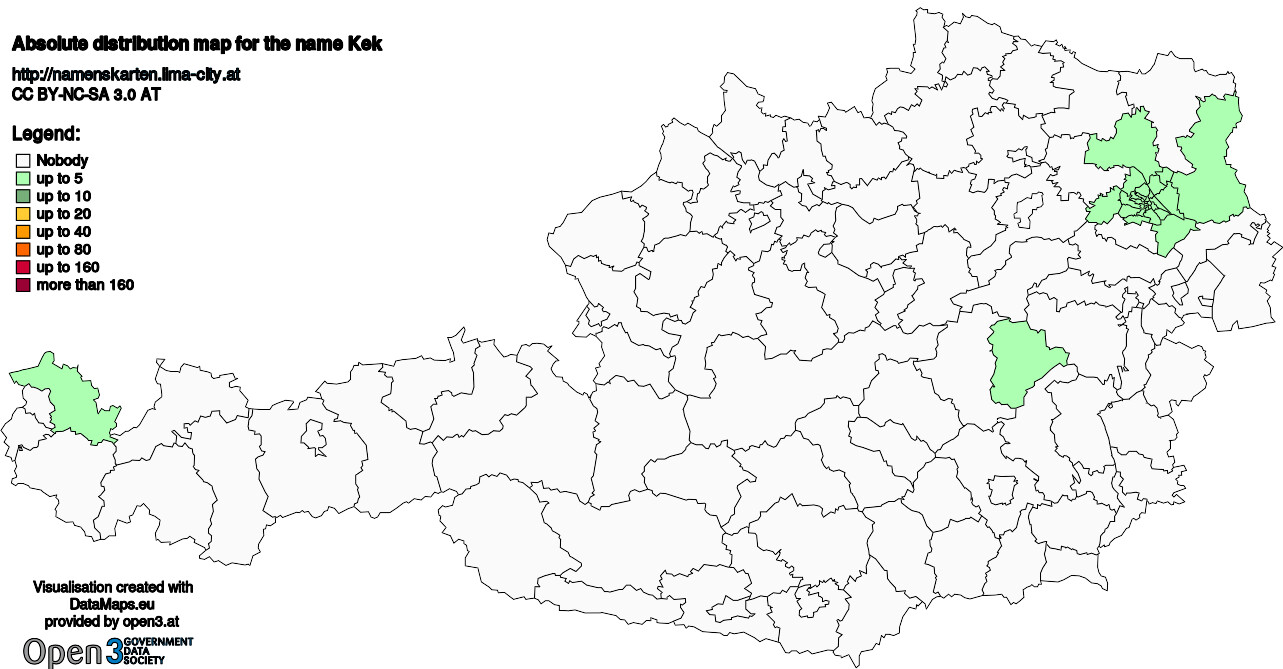 Absolute Distribution maps for surname Kek