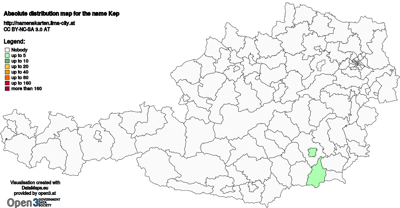 Absolute Distribution maps for surname Kep