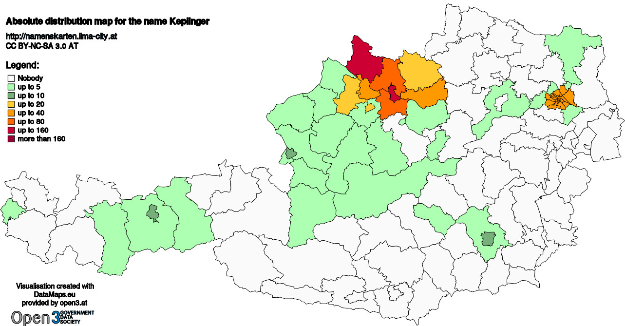 Absolute Distribution maps for surname Keplinger