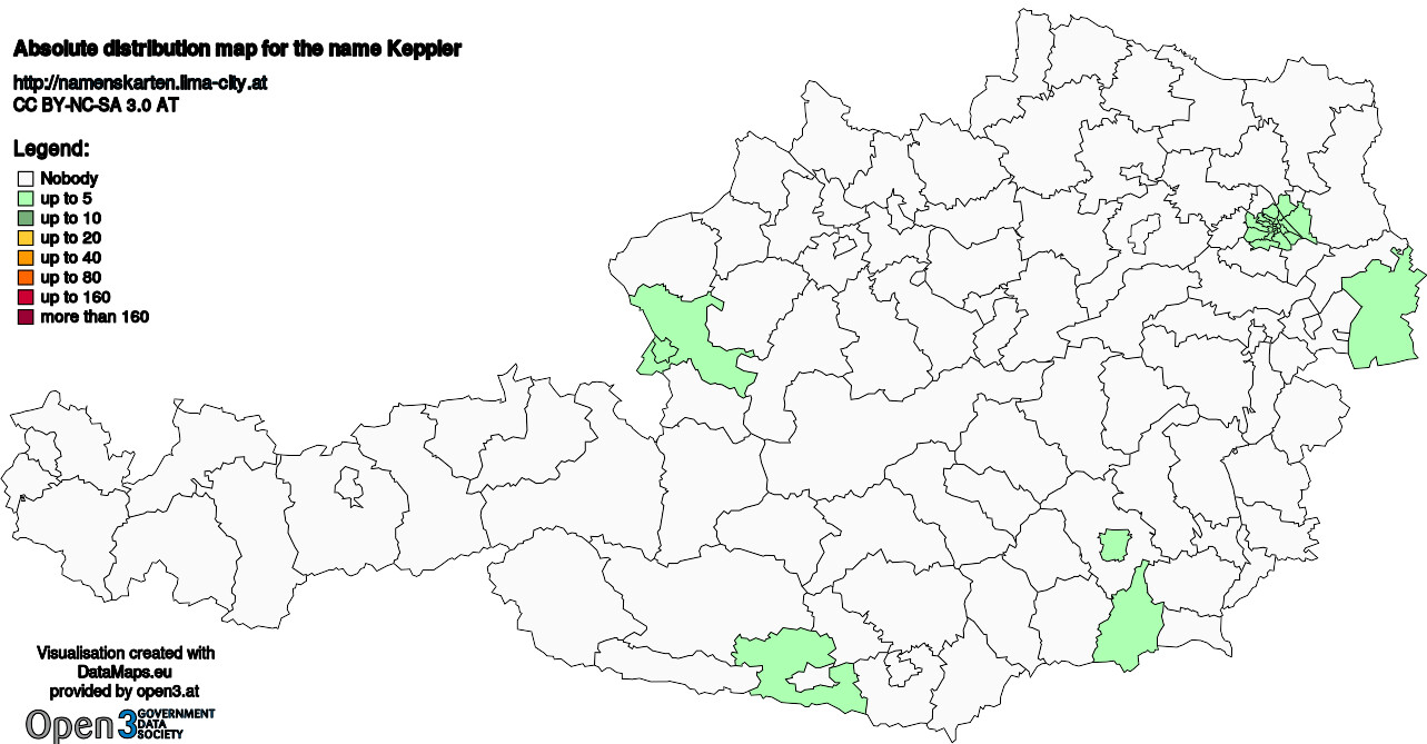 Absolute Distribution maps for surname Keppler