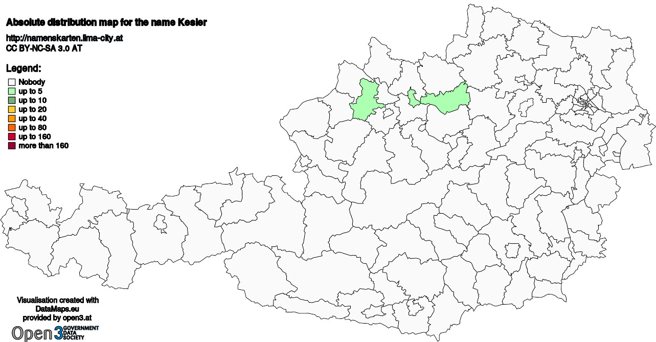 Absolute Distribution maps for surname Kesler