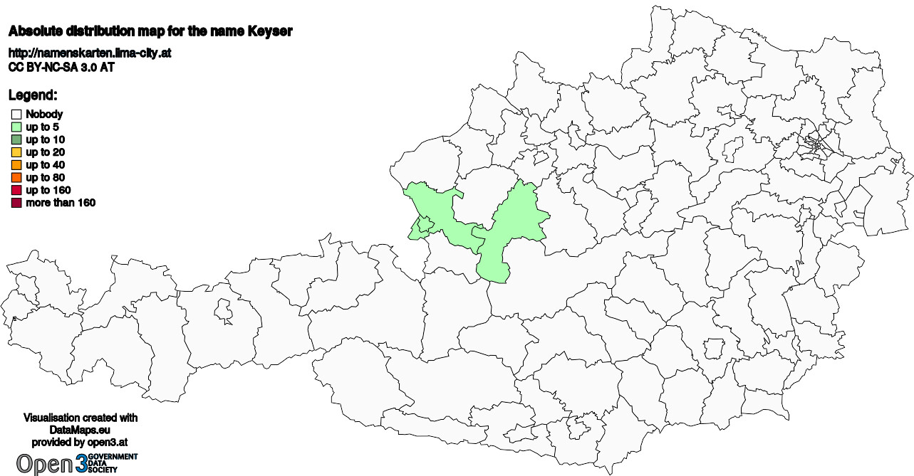 Absolute Distribution maps for surname Keyser