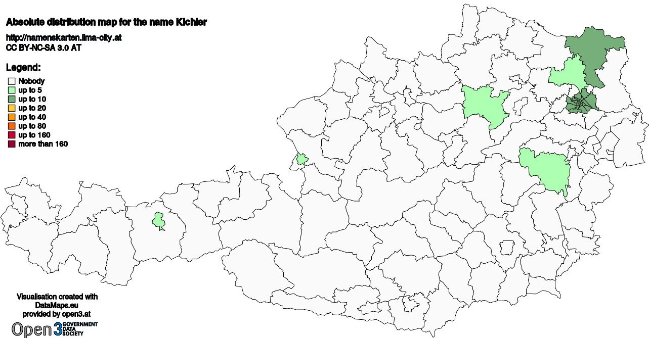 Absolute Distribution maps for surname Kichler