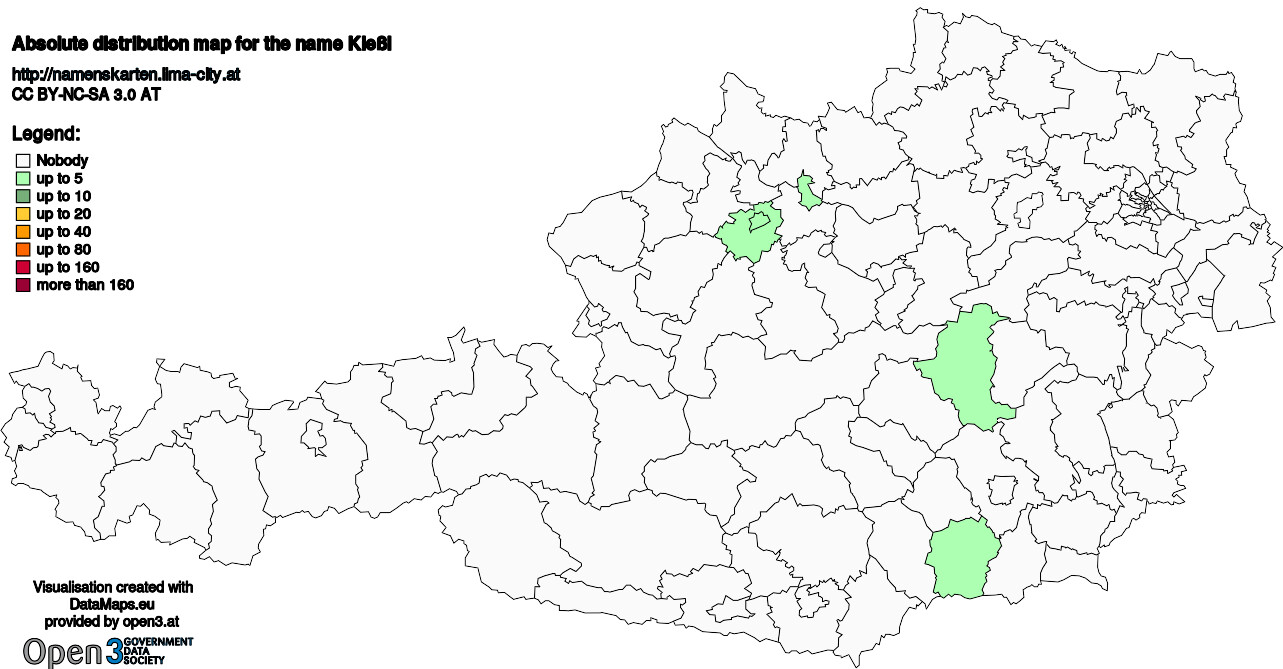 Absolute Distribution maps for surname Kießl