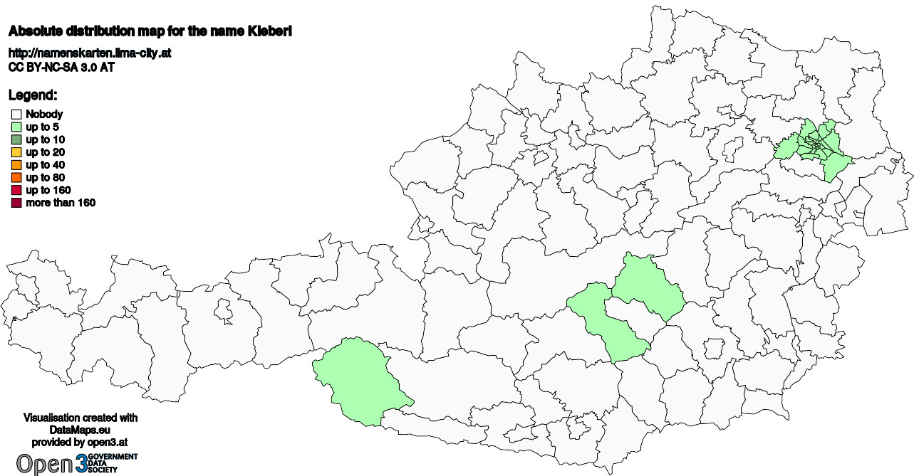 Absolute Distribution maps for surname Kieberl