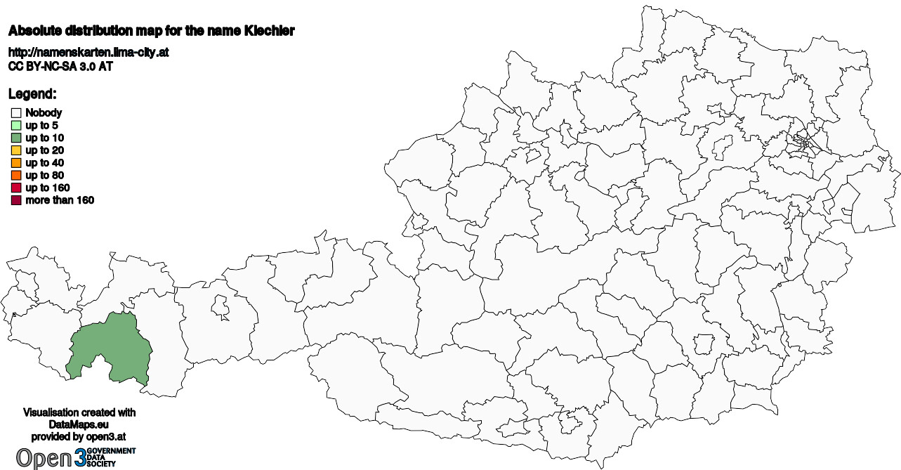 Absolute Distribution maps for surname Kiechler