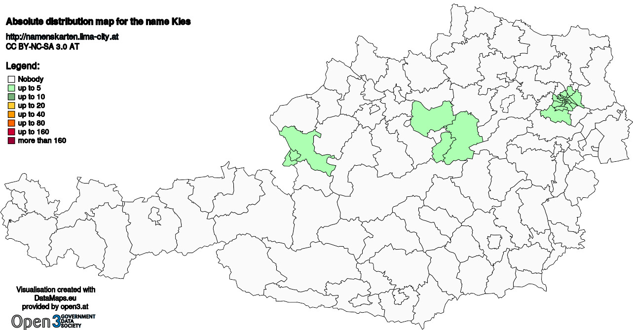 Absolute Distribution maps for surname Kies