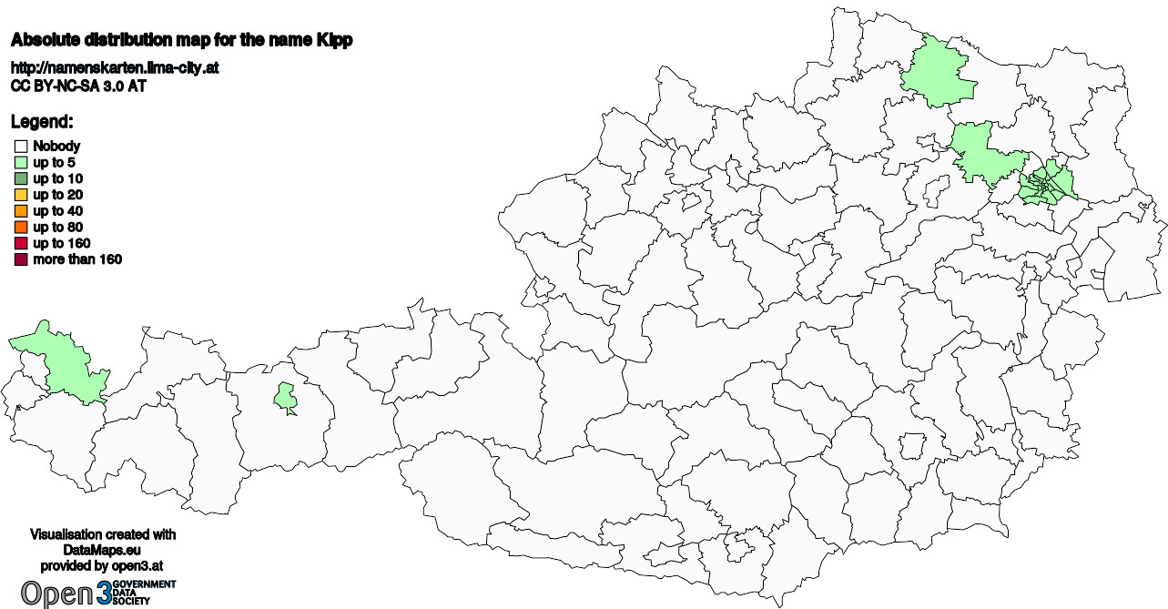 Absolute Distribution maps for surname Kipp