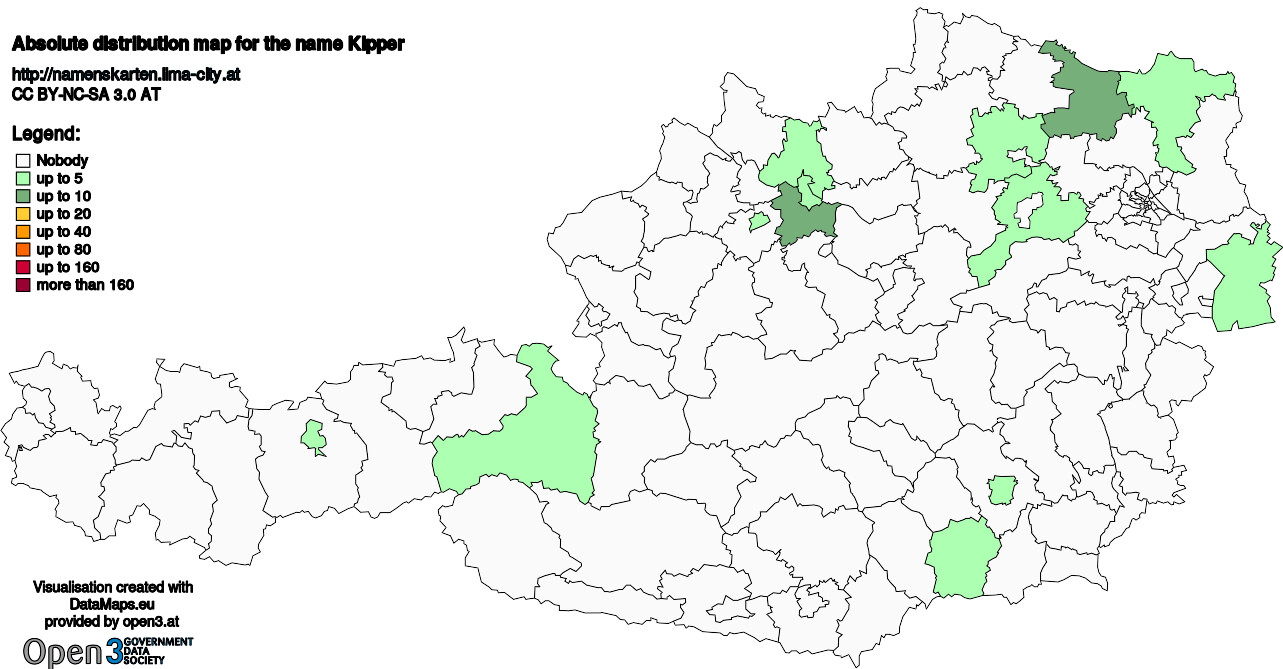 Absolute Distribution maps for surname Kipper