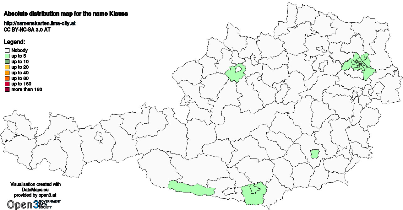 Absolute Distribution maps for surname Klauss