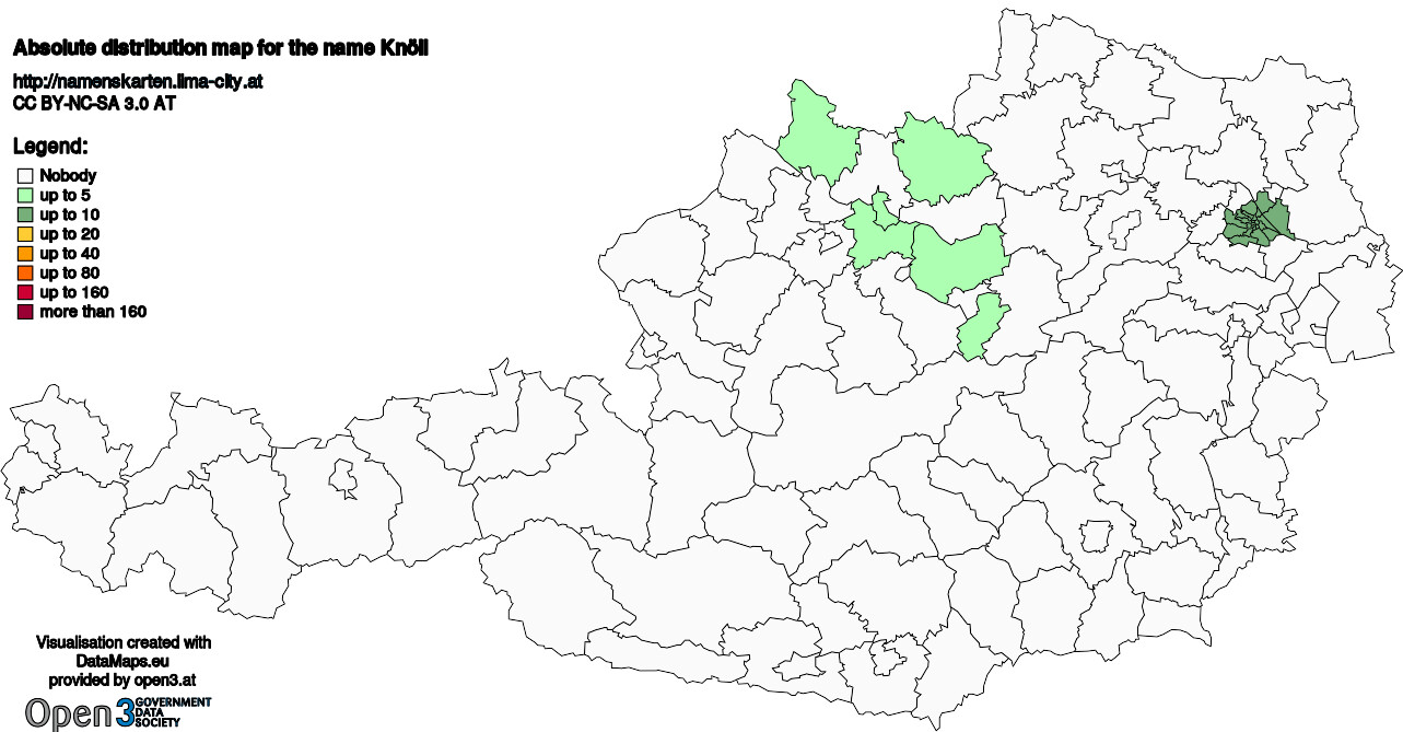 Absolute Distribution maps for surname Knöll