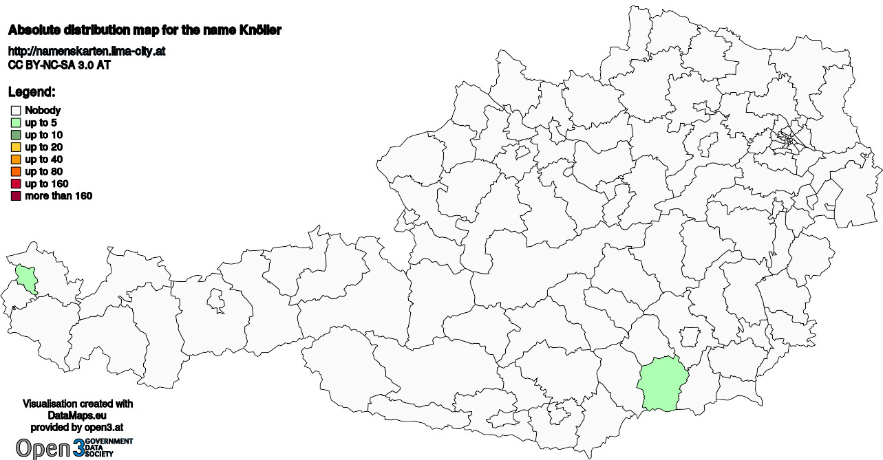 Absolute Distribution maps for surname Knöller