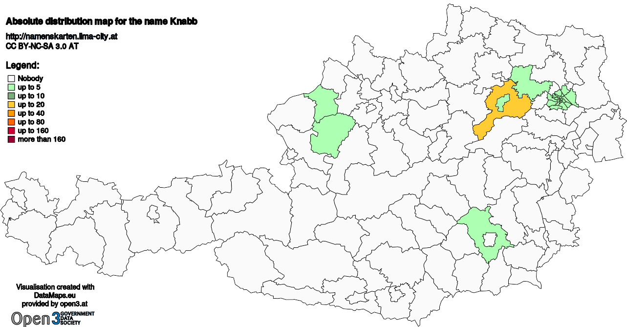 Absolute Distribution maps for surname Knabb