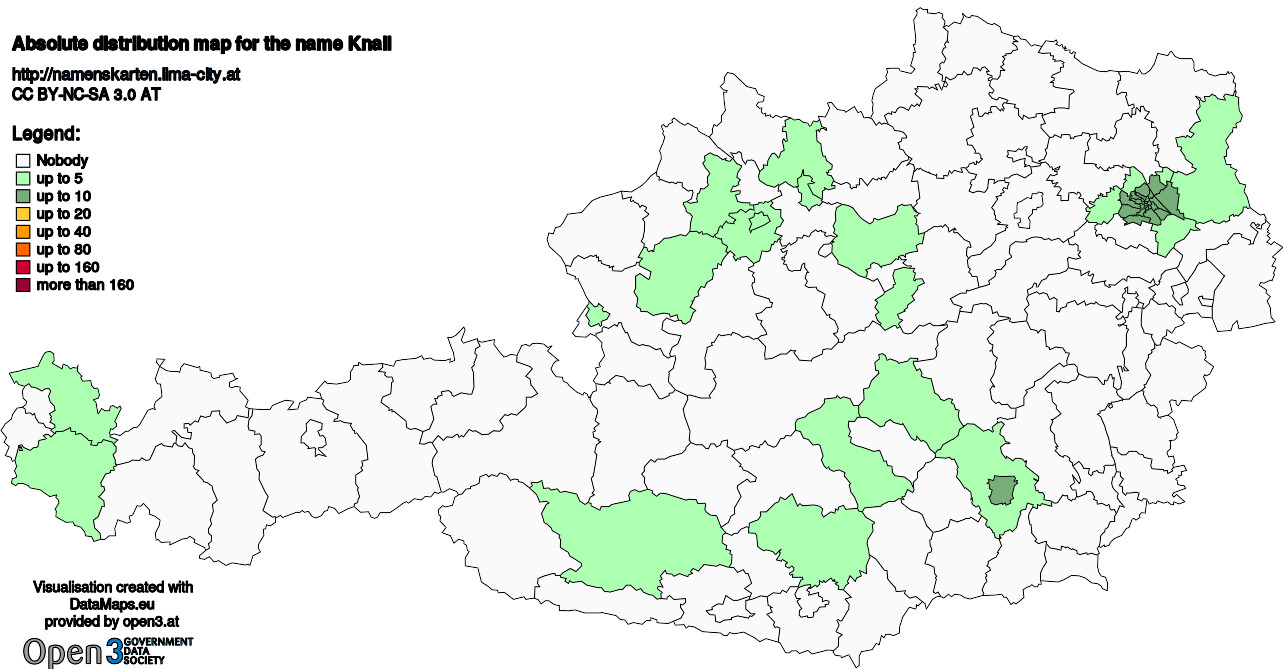 Absolute Distribution maps for surname Knall