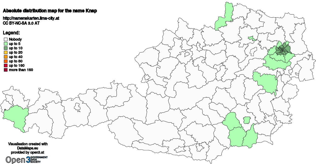 Absolute Distribution maps for surname Knap