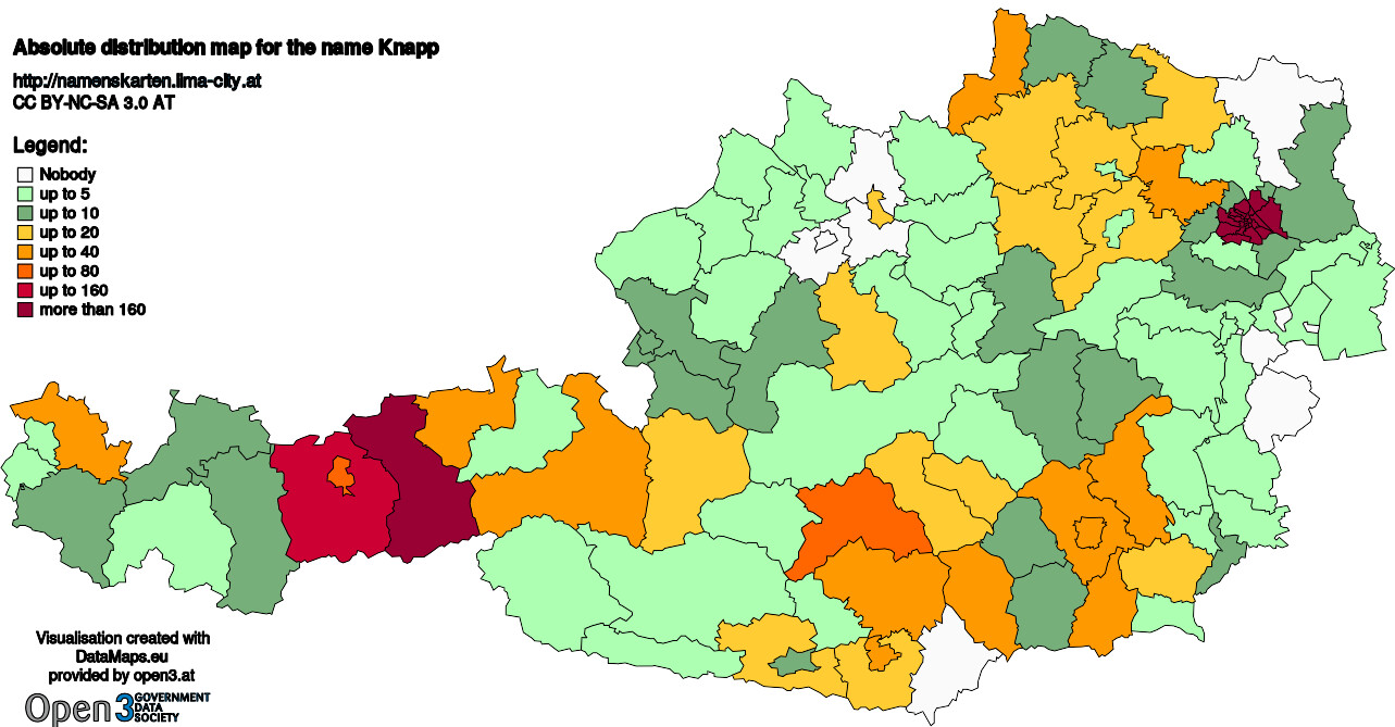 Absolute Distribution maps for surname Knapp