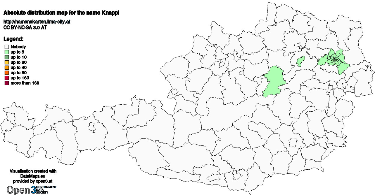 Absolute Distribution maps for surname Knappl