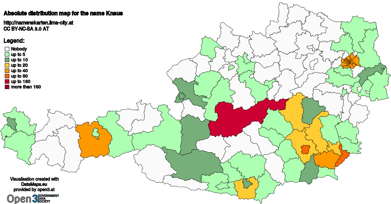 Absolute Distribution maps for surname Knaus