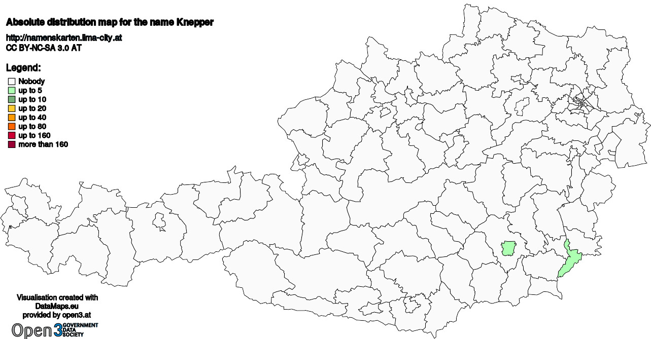 Absolute Distribution maps for surname Knepper