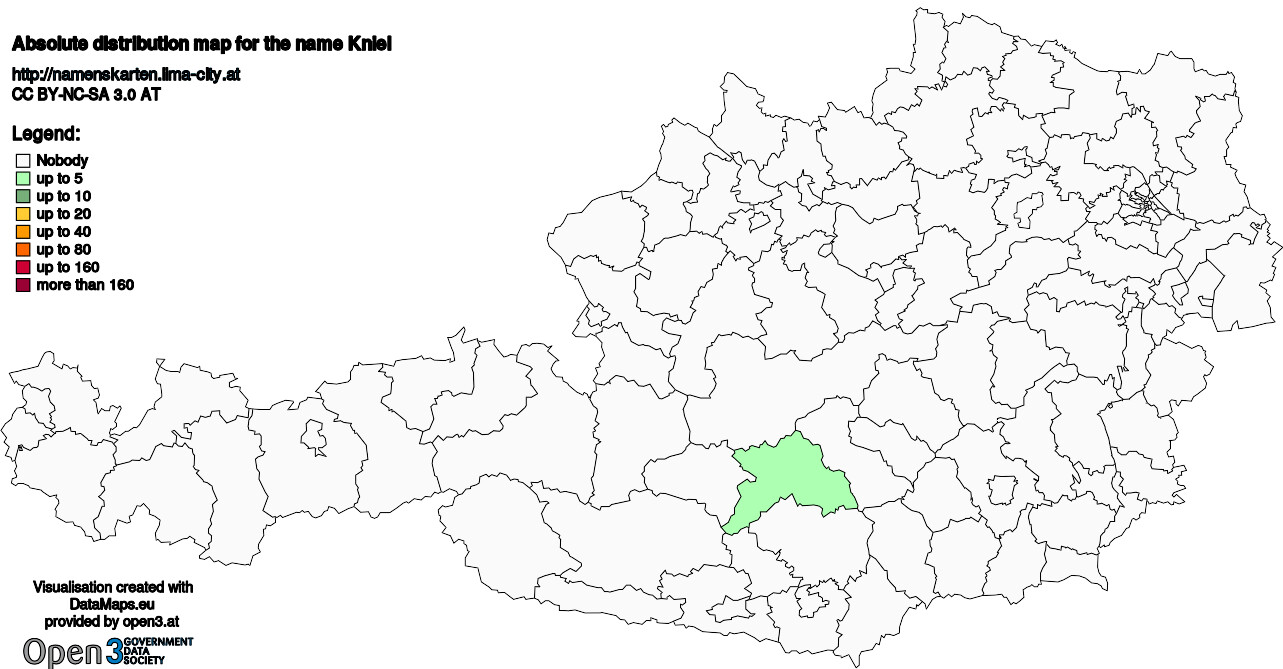 Absolute Distribution maps for surname Kniel