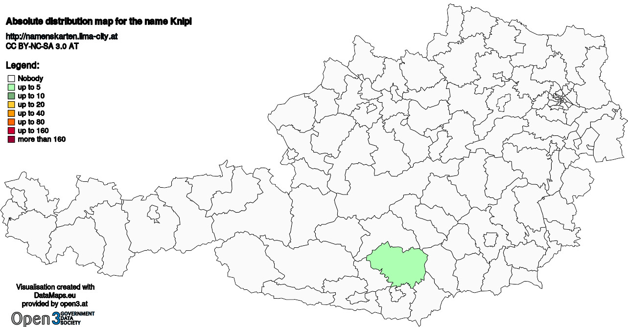 Absolute Distribution maps for surname Knipl