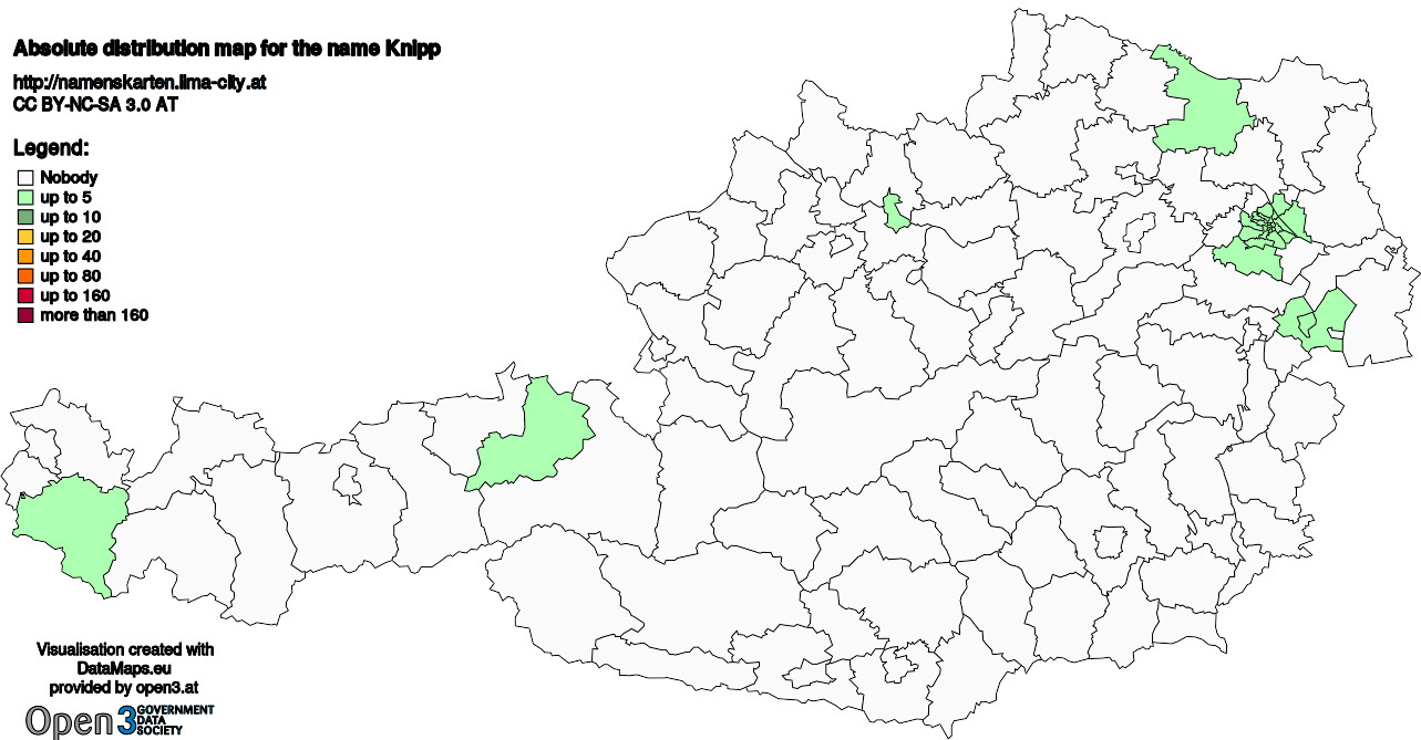 Absolute Distribution maps for surname Knipp