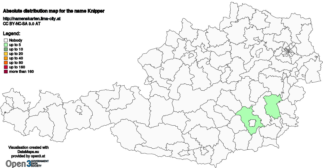 Absolute Distribution maps for surname Knipper