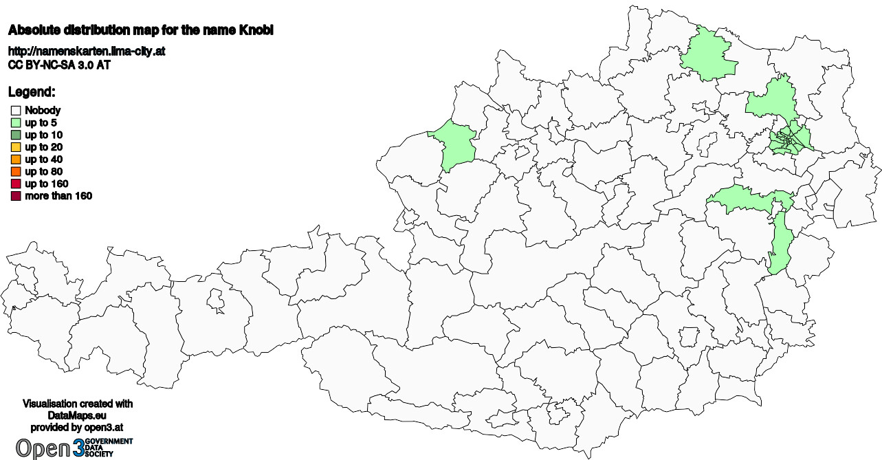 Absolute Distribution maps for surname Knobl