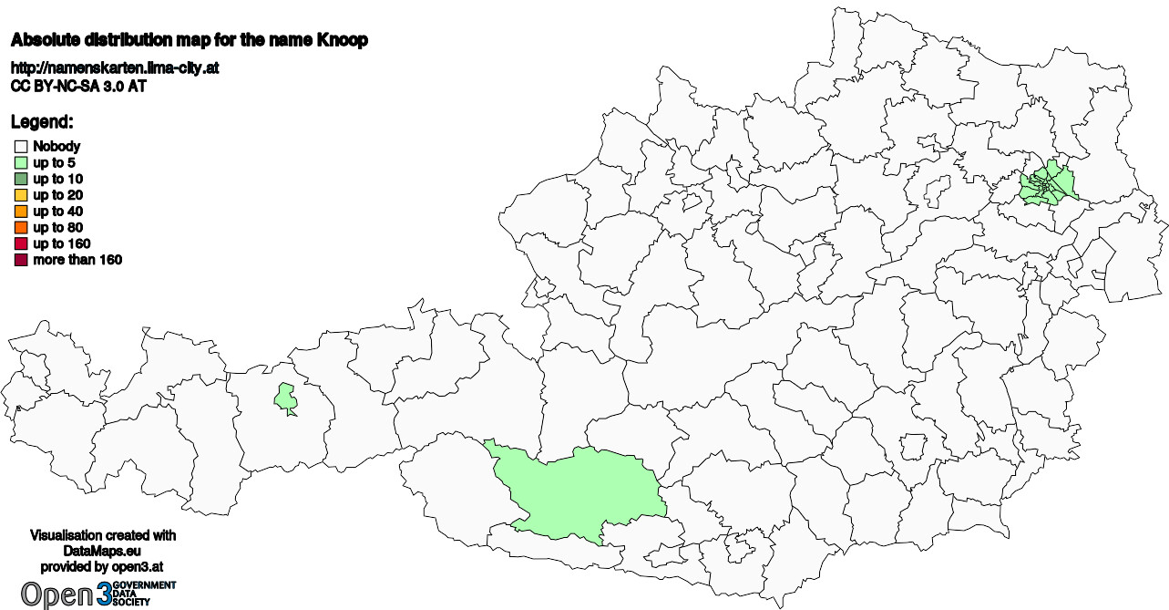 Absolute Distribution maps for surname Knoop